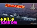 World of WarShips | U-69 | 6 KILLS | 106K Damage - Replay Submarine Gameplay 1080p 60 fps