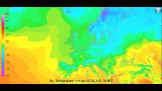 Full GFS run, 2m- Temperature -- Europe