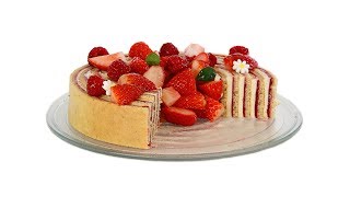 Tarta Fraisier con crema Mousseline y mermelada de fresas