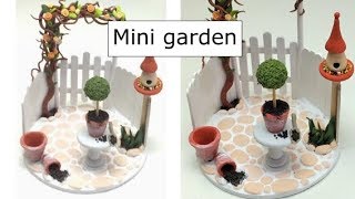 Miniature patio/garden- Polymer clay and wood