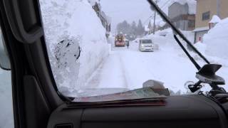 西和賀町　岩手県内最高積雪記録265ｃｍの県道を行く　2013.02.23