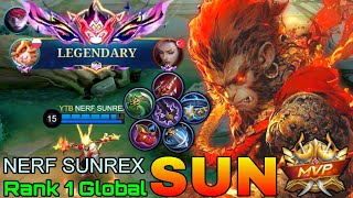 Jungler King Sun Perfect Gameplay - Top 1 Global Sun by NERF SUNREX - Mobile Legends