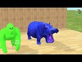 long slide game with elephant gorilla buffalo hippopotamus tiger 3d animal game funny 3d animals