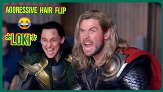 Thor Vs Loki | Fun Moments😄Aggressive Hair Flip😂|#ChrisHemsworth #TomHiddleston #Shorts