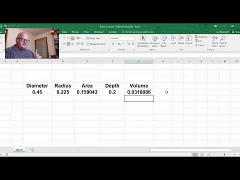 How do you calculate volume of a cylinder in Excel?