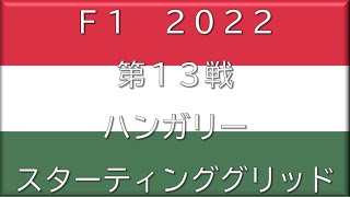 F1　2022　第13戦　ハンガリー　スターティンググリッド