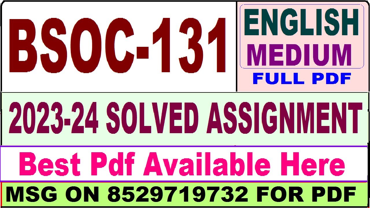 Bsoc 131 Solved Assignment 2023-24 || Bsoc 131 Solved Assignment 2024 ...