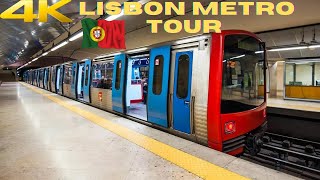 【4K】Metro in Lisbon - Portugal - From Aeroporto to Avenida with Transfer at São Sebastião