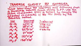 Balancing traverse using Bowditch method Engineering survey 2 solved calculation