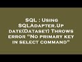 SQL : Using SQLAdapter.Update(Dataset) Throws error 