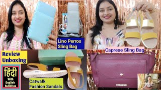 Catwalk Sandals Lino Perros Sling Bag Caprese Sling Bag Review Price Haul Amazon Review in Hindi