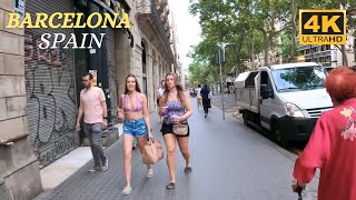 Barcelona - Walking Tour - Summer - City Centre - Spain - 4K