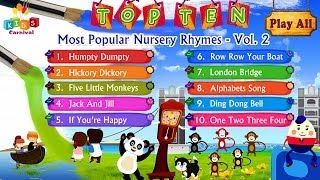 Top Ten Most Popular Nursery Rhymes Jukebox Vol. 2 with Lyrics (Subtitles) and Action