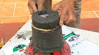 Instructions on how to make flower vases from rope and cement | Best from waste jute idea use