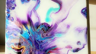 Gorgeous PURPLE + TURQUOISE + GOLD Dutch Pour 😍 IRIDESCENT FLOW - Only WATER Acrylic Pouring