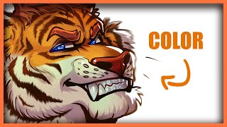 HOW TO COLOR FELINE FURRY HEADSHOT FOR BEGGINERS STEP BY STEP