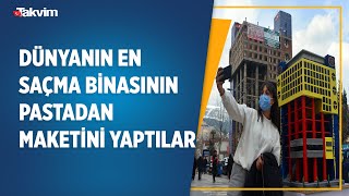 Yıkımına başlanan 'Dünyanın en saçma binası'nın pastadan maketini yaptılar