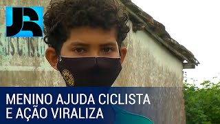 Menino socorre ciclista no interior da Bahia e boa ação viraliza