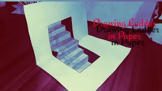 Easy 3D Illusion Ladder Drawing In paper - 3D Drawing In Pencil  - Drawing tricks - #shorts