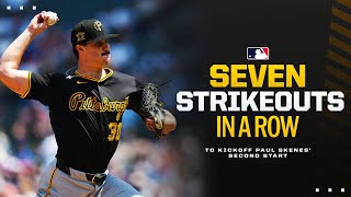 Paul Skenes strikes out SEVEN STRAIGHT batters to begin his second start for the Pirates!