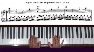 Haydn Sonata in C Major Hob. XVI: 1 Allegro Piano Tutorial