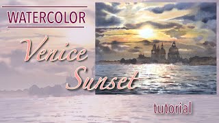 #Watercolor VENICE SUNSET tutorial | Landscape