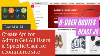 React js Tutorial # 42 | Create Api |Admin Get All Users & Specific User for ecommerce site