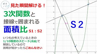 3次関数と接線で囲まれる図形の面積比(東大医学部(理３)の解説動画)