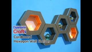 How to make hexagon wall shelves using cardboard | diy wall decor