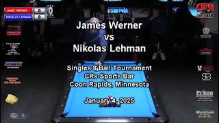 James Werner vs Nikolas Lehman - Live stream billiards pool match #condensedpool #perfectaimbilliard