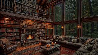 Relaxing on Rainy Day with Cozy Nook Ambience in Forest - Gentle Rain Sounds and Crackling Fireplace