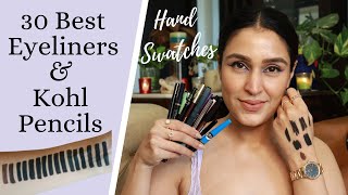 30 BEST BLACK MATTE EYELINERS \u0026 KOHL PENCILS | With Hand Swatches | Chetali Chadha