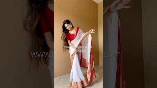 Karwachauth special Soft organza white red saree♥️WhatsApp 9079153011 /www.priyazgallery.com #saree