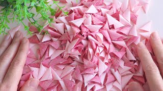 【作業風景】桜色の折り紙でパーツ300個をただひたすら作る動画 -  Just Making 300 Parts With Origami