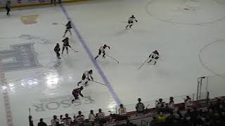 Montreal Victoire's Ann-Renée Desbiens stops Ottawa Charge's Alexa Vasko on a breakaway PWHL 11/30