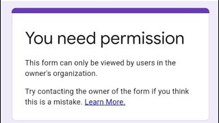 Need permission error solution for google form
