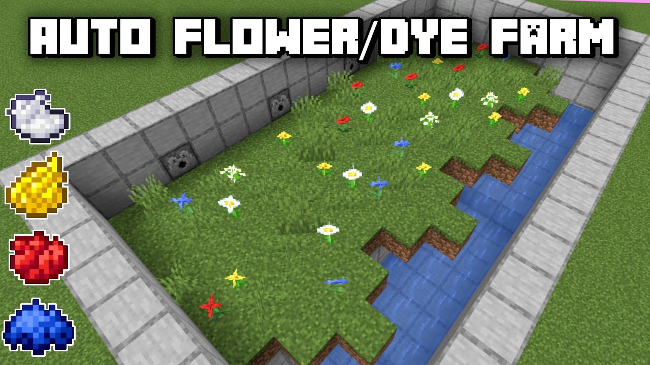 Automatic Flower Dye Farm Minecraft Tutorial Java Edition Youtube