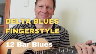 Delta Blues fingerstyle acoustic guitar lesson | Blues guitar tutorial (E)