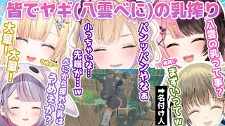 ヤギ(八雲べに)の乳搾りで盛り上がるメンバー達【ぶいすぽっ！/英リサ/胡桃のあ/橘ひなの/兎咲ミミ/藍沢エマ/切り抜き】