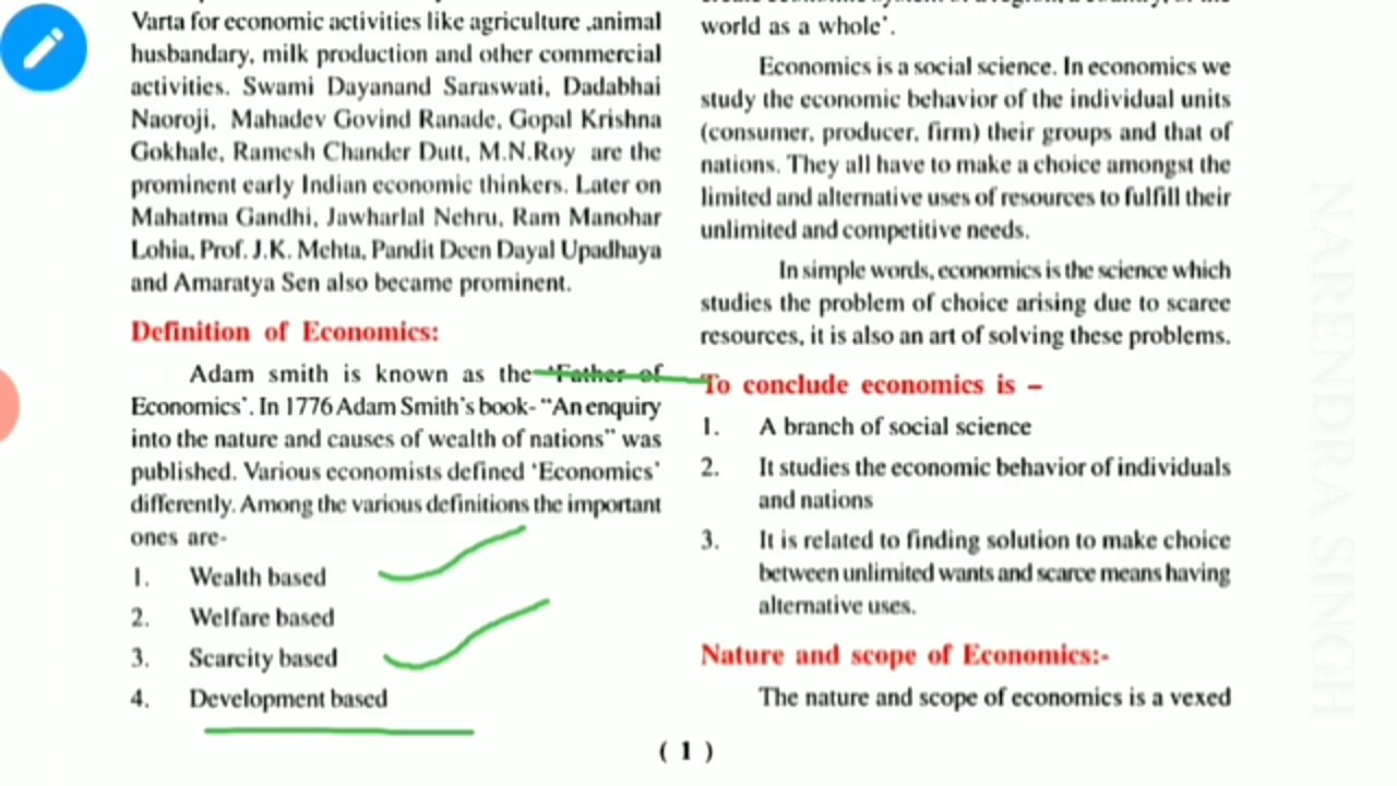 Part-1: Introduction Of Economics || For Class 12th RBSE | B.com | CA ...