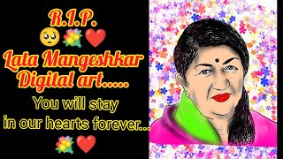 Digital art of Lata Mangeshkar Rip🥺💐art tribute to Lata Mangeshkar #shorts #digitalart #drawing