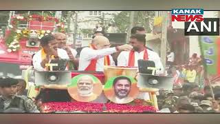 Union Home Minister Amit Shah Holds A Roadshow In Sakleshpur In Hassan District