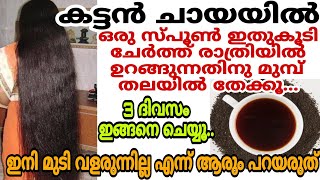 മുടി പെട്ടെന്ന് നീളം വെക്കാൻ കട്ടൻചായയിൽ ഒരു സ്പൂൺ ഇതുകൂടി ചേർത്ത് തലയിൽ തേക്കൂ|Hair Growth Tips