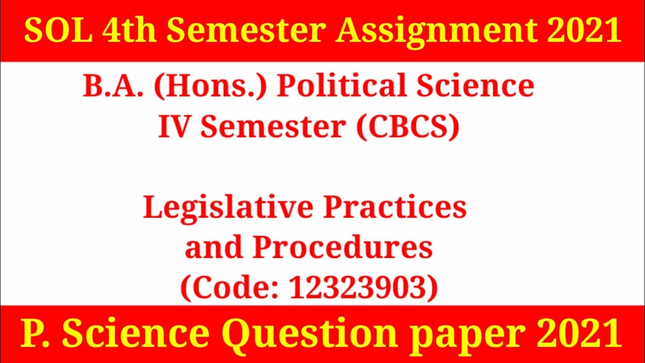 B.A (Hons) Political Science 4th Semester (CBCS) Question Paper ...