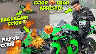 ⁠​⁠@Motovloggerjannustunts ki ZX10r Ko Aag Lagadi 😭 | Choor par police complaint krwa De😡