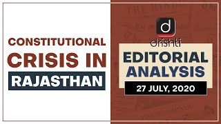 Constitutional Crisis in Rajasthan l Editorial Analysis (English) July 27, 2020