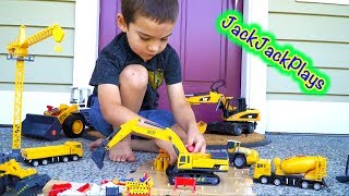 Unboxing Construction Vehicles for Children! | Toy Excavator, Trucks, and LEGOS | JackJackPlays