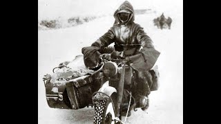 Wehrmacht motorcyclists receive heating on the Wehrmacht motorcycles