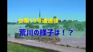 衝撃映像！台風19号から一夜明けた荒川の様子