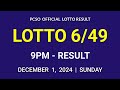 6/49 LOTTO RESULT TODAY 9PM DRAW December 1, 2024 Sunday PCSO SUPER LOTTO 6/49 Draw Tonight